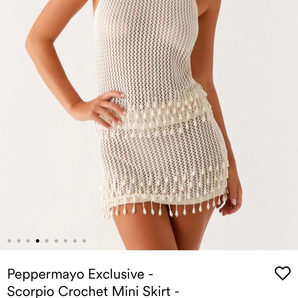 Peppermayo Cream Crochet Mini Skirt